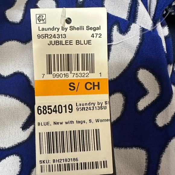 Laundry by Shelli Segal Women’s Blue White Abstract Dress Size Small - Picture 8 of 8